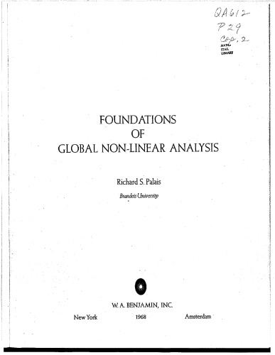 Foundations Of Global Nonlinear Analysis