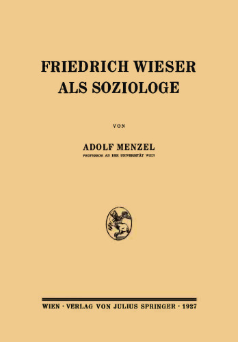 Friedrich Wieser als Soziologe