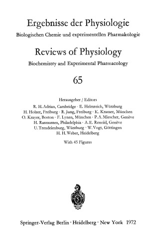 Ergebnisse der Physiologie Reviews of Physiology, Volume 65