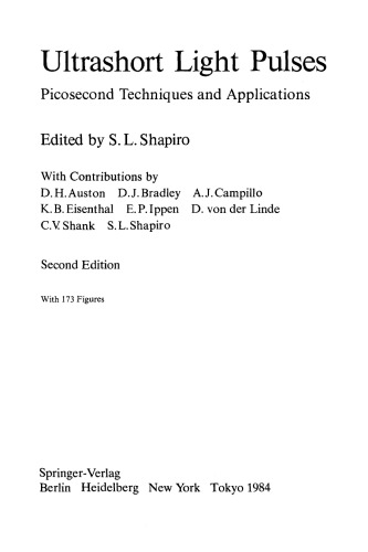 Ultrashort Light Pulses: Picosecond Techniques and Applications
