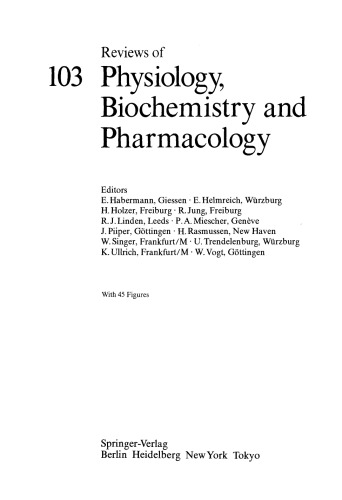 Reviews of Physiology, Biochemistry and Pharmacology, Volume 103