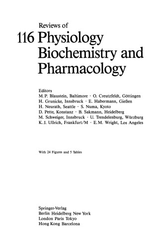 Reviews of Physiology, Biochemistry and Pharmacology, Volume 116