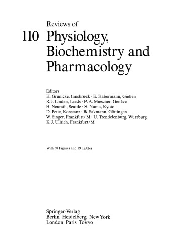Reviews of Physiology, Biochemistry and Pharmacology, Volume 110