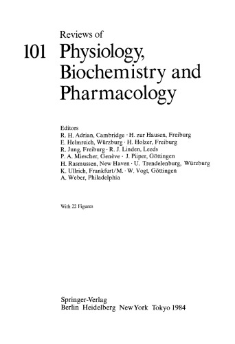 Reviews of Physiology, Biochemistry and Pharmacology, Volume 101