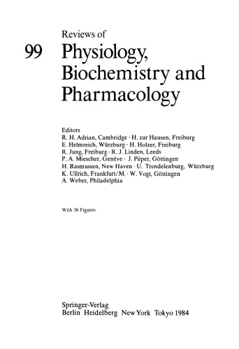 Reviews of Physiology, Biochemistry and Pharmacology, Volume 99