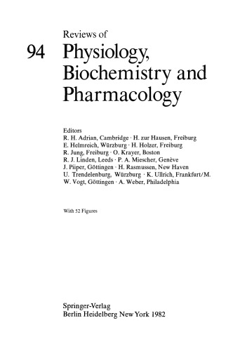 Reviews of Physiology, Biochemistry and Pharmacology, Volume 94