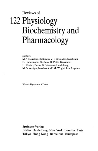 Reviews of Physiology, Biochemistry and Pharmacology, Volume 122