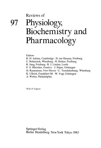 Reviews of Physiology, Biochemistry and Pharmacology, Volume 97