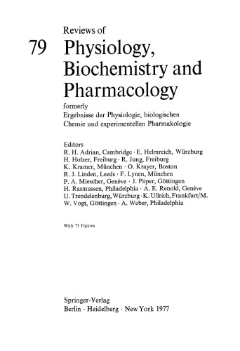 Reviews of Physiology, Biochemistry and Pharmacology, Volume 79
