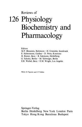 Reviews of Physiology, Biochemistry and Pharmacology, Volume 126