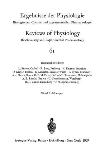 Reviews of Physiology, Biochemistry and Experimental Pharmacology
