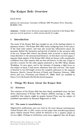Minor Bodies in the Outer Solar System: Proceedings of the ESO Workshop Held at Garching, Germany, 2-5 November 1998