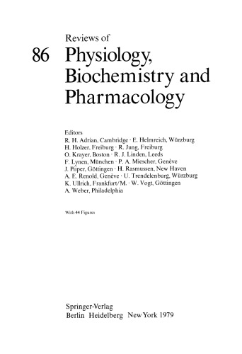 Reviews of Physiology, Biochemistry and Pharmacology, Volume 86