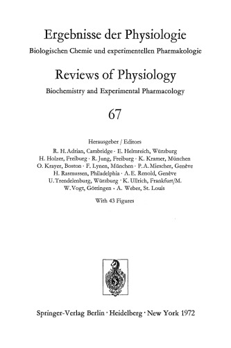 Reviews of Physiology Biochemistry and Experimental Pharmacology, Volume 67