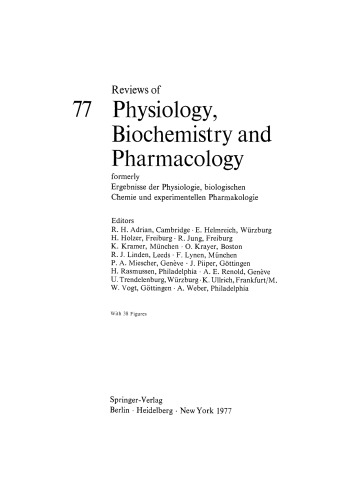 Reviews of Physiology, Biochemistry and Pharmacology