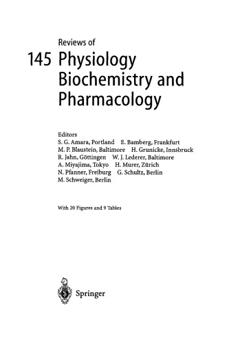 Reviews of Physiology, Biochemistry and Pharmacology