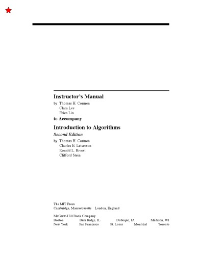 Introduction to Algorithms: Instructor's Manual
