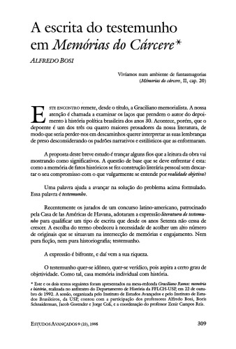 A escrita do testemunho em Memórias do cárcere IN Estudos avançados 9 1995