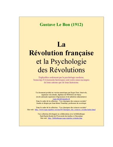 La Révolution française et la Psychologie des Révolutions
