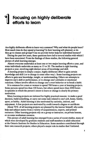 The Adults Learning Project: A Fresh Approach to Theory and Practice in Adult Learning