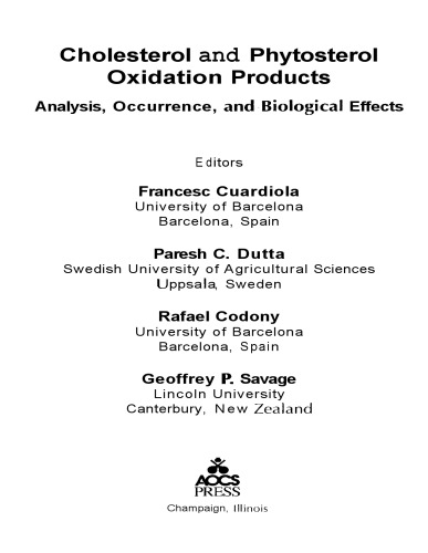 Cholesterol and phytosterol oxidation products : analysis, occurrence, and biological effects