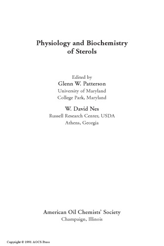 Physiology and biochemistry of sterols