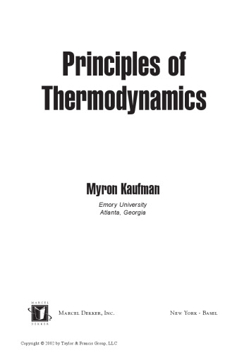 Principles of thermodynamics
