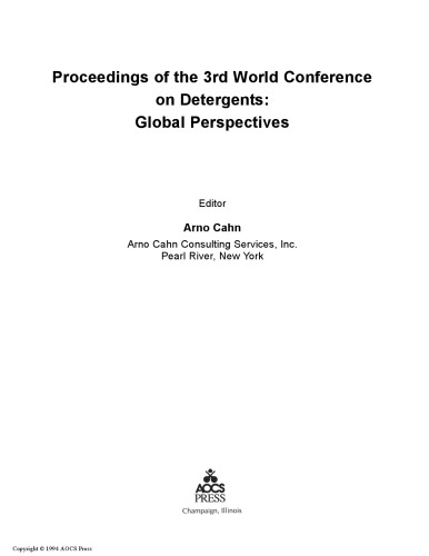 Proceedings of the 3rd World Conference on Detergents: Global Perspectives