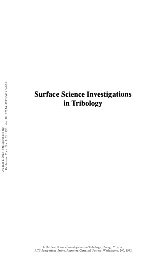 Surface Science Investigations in Tribology. Experimental Approaches