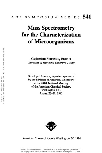 Mass Spectrometry for the Characterization of Microorganisms