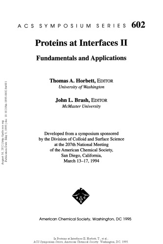 Proteins at Interfaces II. Fundamentals and Applications
