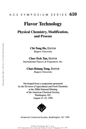 Flavor Technology. Physical Chemistry, Modification, and Process