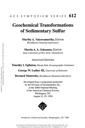 Geochemical Transformations of Sedimentary Sulfur