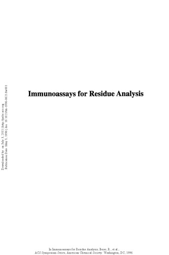 Immunoassays for Residue Analysis. Food Safety