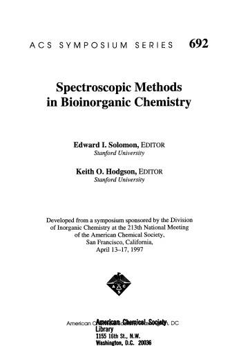 Spectroscopic Methods in Bioinorganic Chemistry