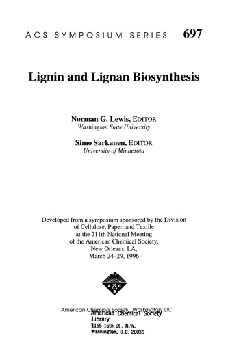 Lignin and Lignan Biosynthesis