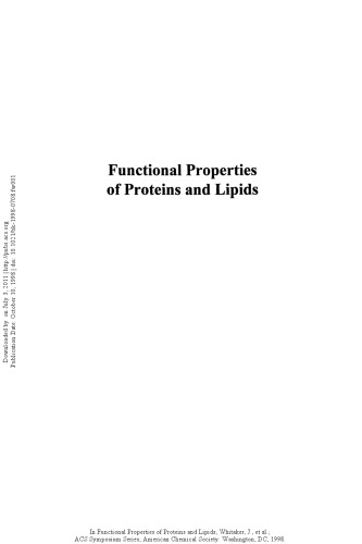 Functional Properties of Proteins and Lipids