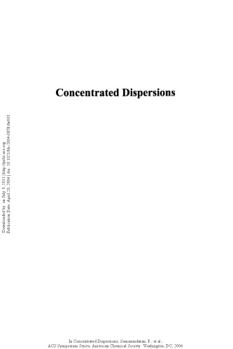 Concentrated Dispersions. Theory, Experiment, and Applications