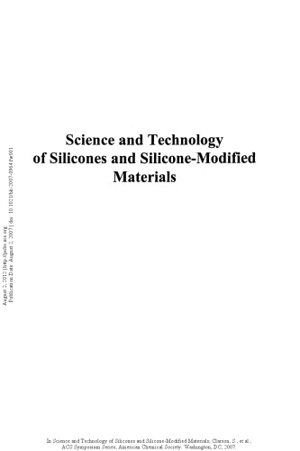 Science and Technology of Silicones and Silicone-Modified Materials