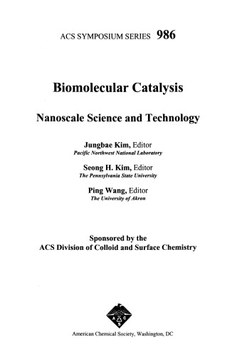 Biomolecular Catalysis. Nanoscale Science and Technology