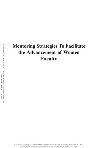 Mentoring Strategies To Facilitate the Advancement of Women Faculty