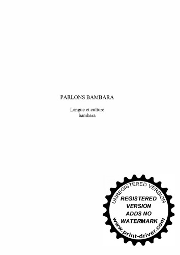 Parlons bambara: langue et culture bambara
