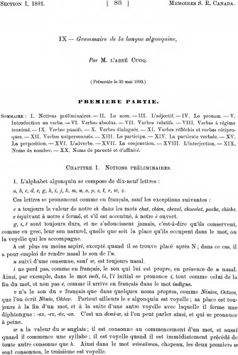 Grammaire de la langue algonquine