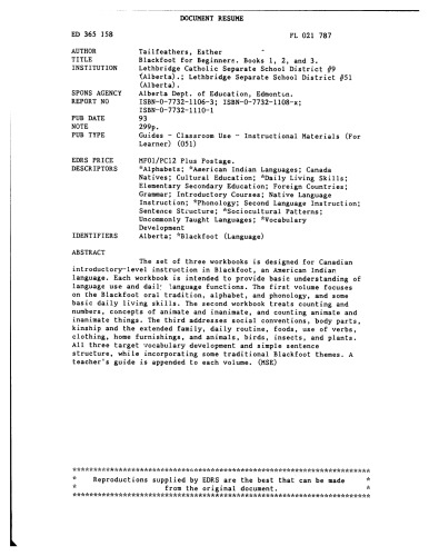 Blackfoot for Beginners. Books 1, 2, and 3