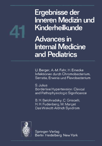 Ergebnisse der Inneren Medizin und Kinderheilkunde / Advances in Internal Medicine and Pediatrics