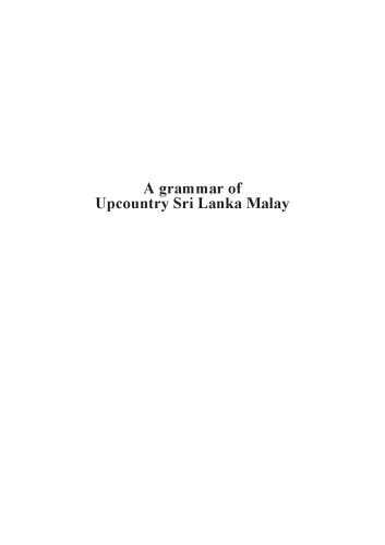 A grammar of upcountry Sri Lanka Malay