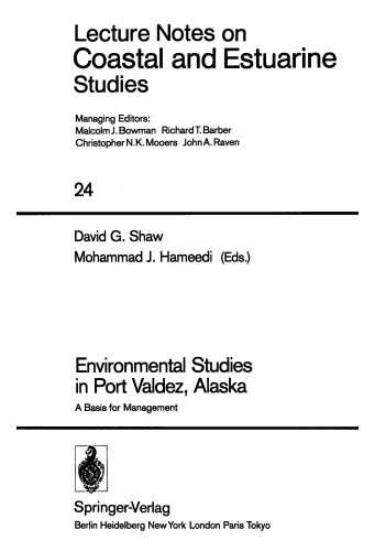 Environmental studies in Port Valdez, Alaska : a basis for management