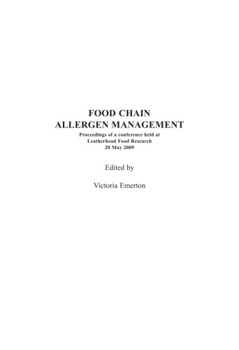 Food chain allergen management