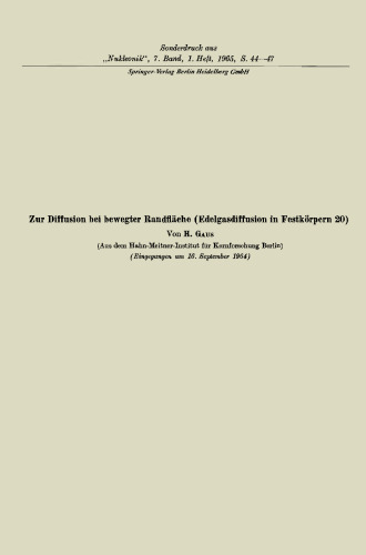 Zur Diffusion bei bewegter Randfläche (Edelgasdiffusion in Festkörpern 20)