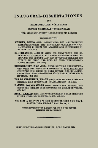 Behandlung des Ansteckenden Scheidenkatarrhs mit Erythrosin-Quecksilber-Vaginalkugeln in einem mit Abortus Bang infizierten Bestande